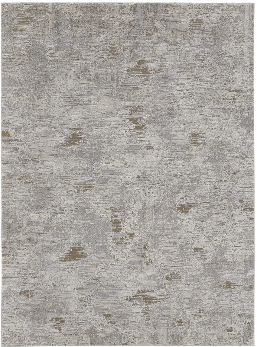 Brown and Ivory Abstract Power Loom Distressed Area Rug Photo 4