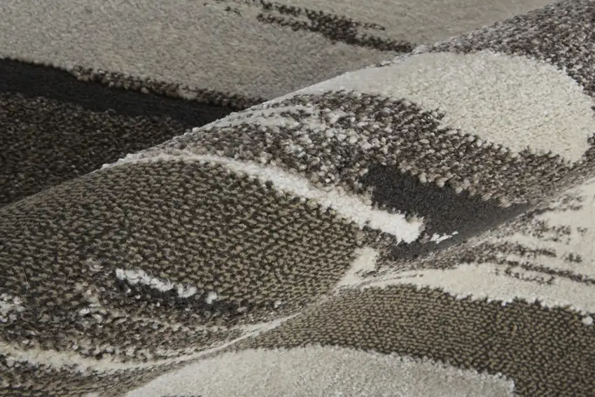 Brown and Ivory Abstract Power Loom Distressed Area Rug Photo 4