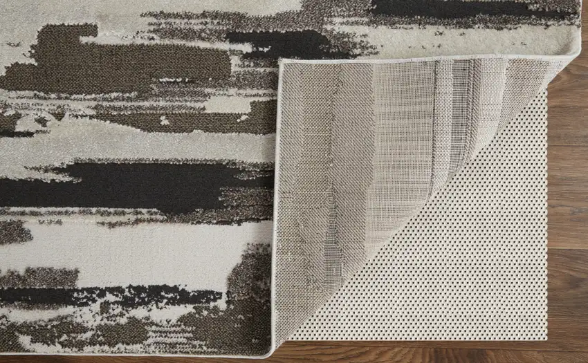 Brown and Ivory Abstract Power Loom Distressed Area Rug Photo 5