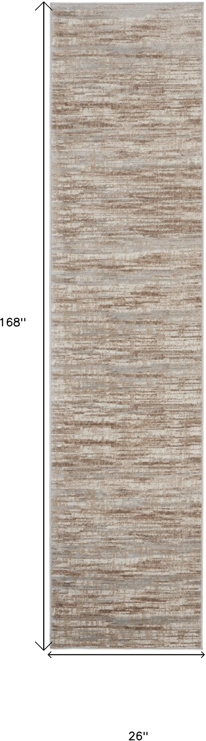 Brown and Ivory Abstract Power Loom Runner Rug Photo 3