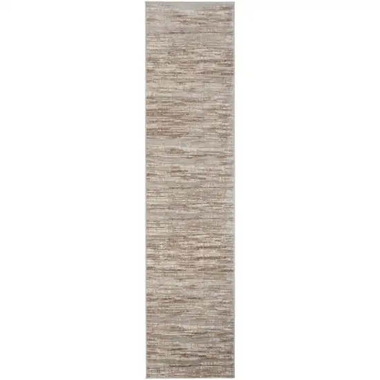 14' Brown And Ivory Abstract Runner Rug Photo 1