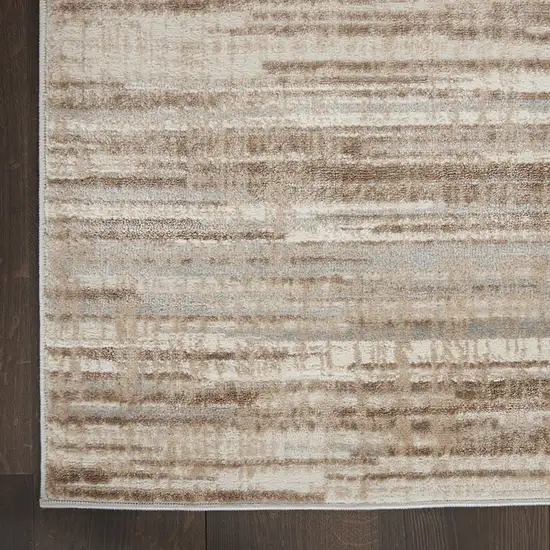 14' Brown And Ivory Abstract Runner Rug Photo 9