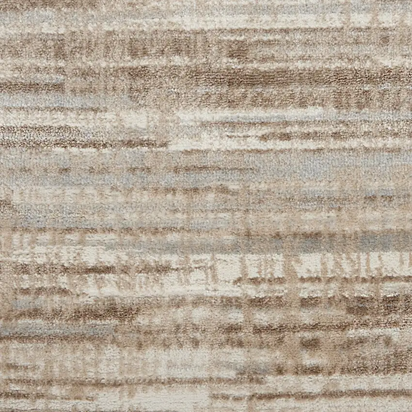 Brown and Ivory Abstract Power Loom Runner Rug Photo 7
