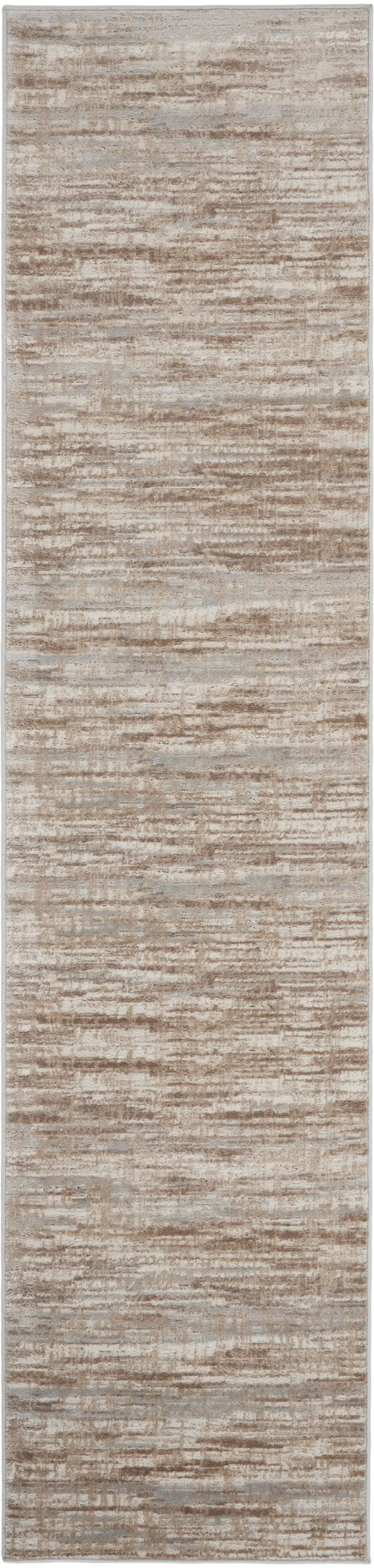 Brown and Ivory Abstract Power Loom Runner Rug Photo 2