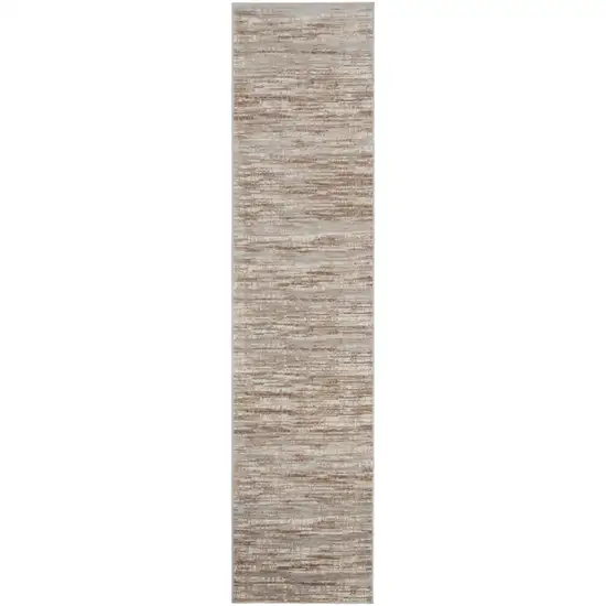 14' Brown And Ivory Abstract Runner Rug Photo 3