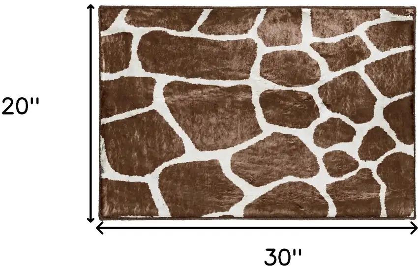 Brown and Ivory Animal Print Handmade Non Skid Area Rug Photo 3