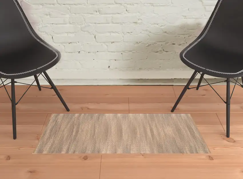 Brown and Ivory Geometric Flatweave Handmade Area Rug Photo 4