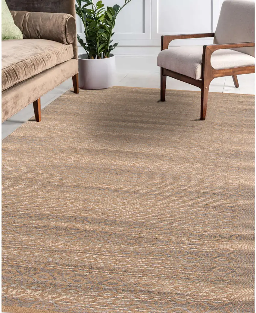 Brown and Ivory Geometric Flatweave Handmade Area Rug Photo 6