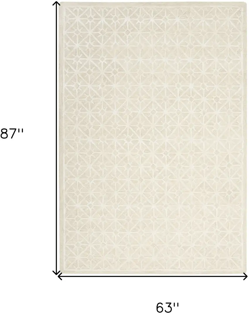 Brown and Ivory Geometric Hand Tufted Area Rug Photo 10