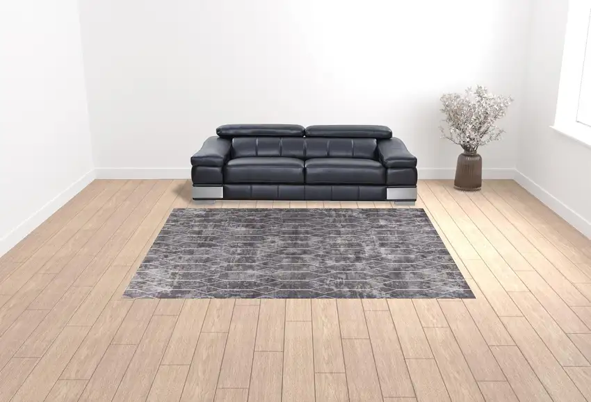 Brown and Ivory Geometric Power Loom Washable Area Rug Photo 2