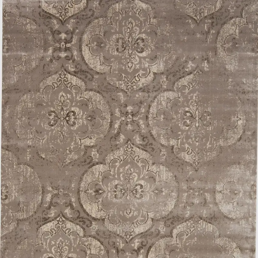 Brown and Ivory Ikat Power Loom Area Rug Photo 5