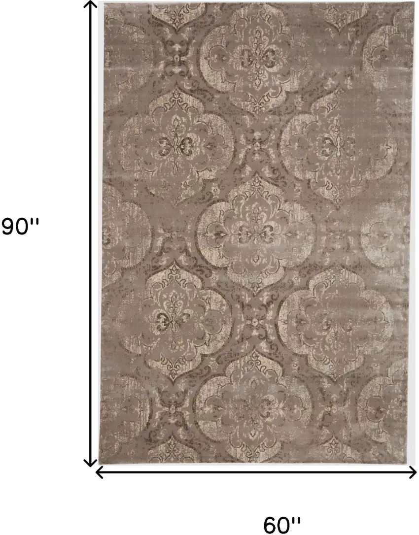 Brown and Ivory Ikat Power Loom Area Rug Photo 3