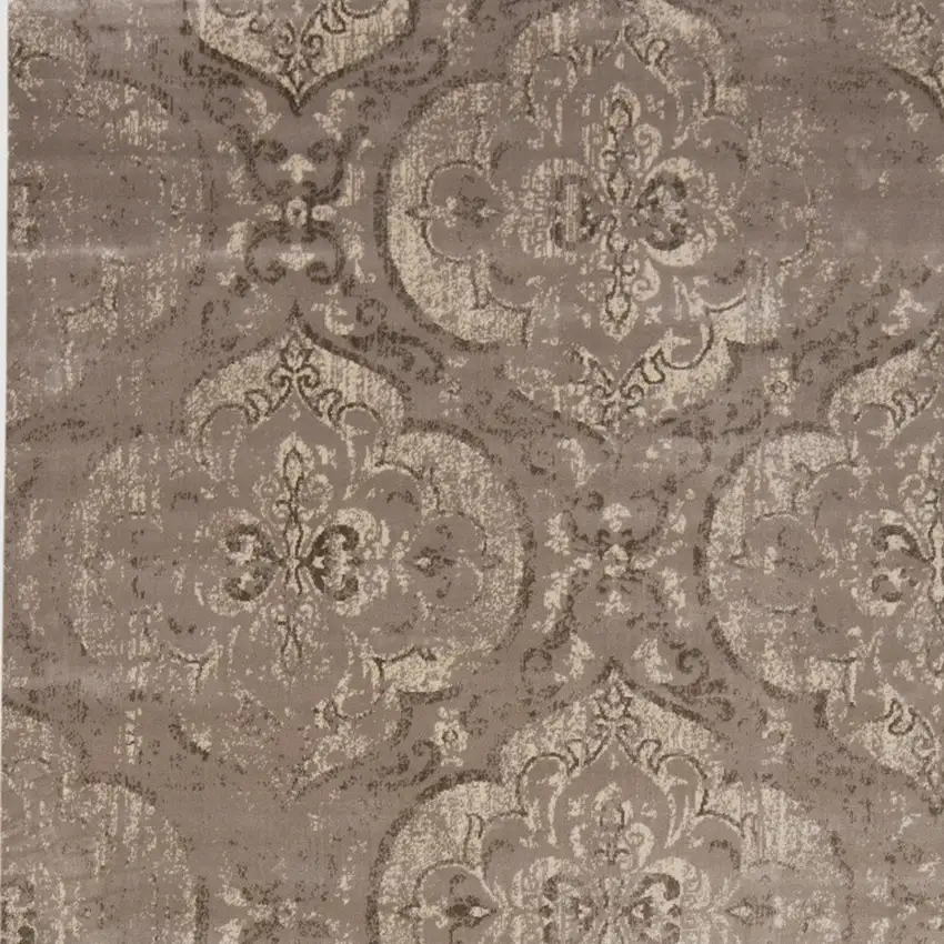 Brown and Ivory Ikat Power Loom Area Rug Photo 4