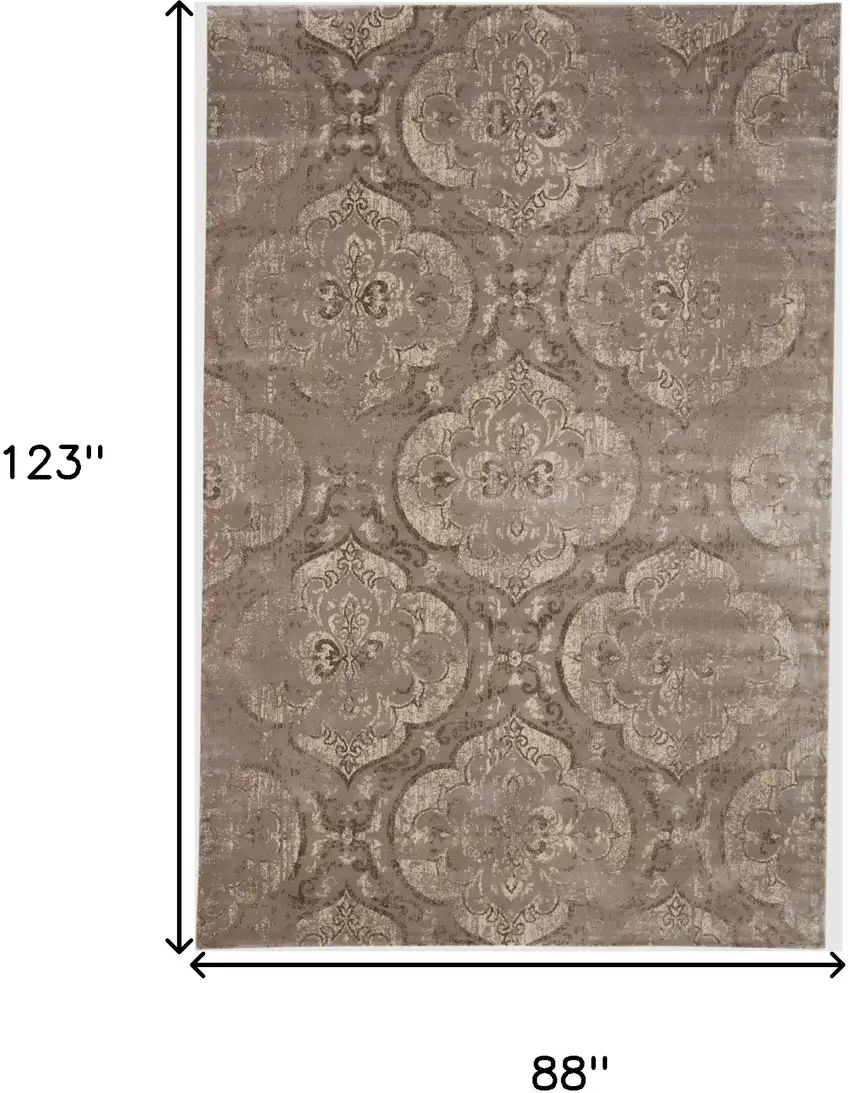 Brown and Ivory Ikat Power Loom Area Rug Photo 3