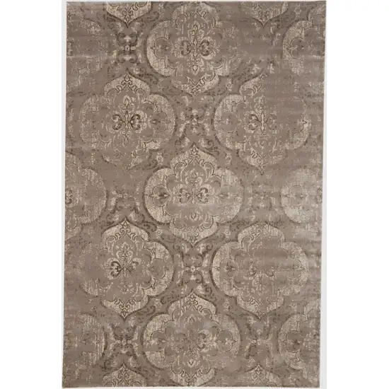 Brown and Ivory Ikat Power Loom Area Rug Photo 4
