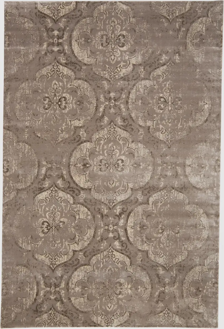 Brown and Ivory Ikat Power Loom Area Rug Photo 4