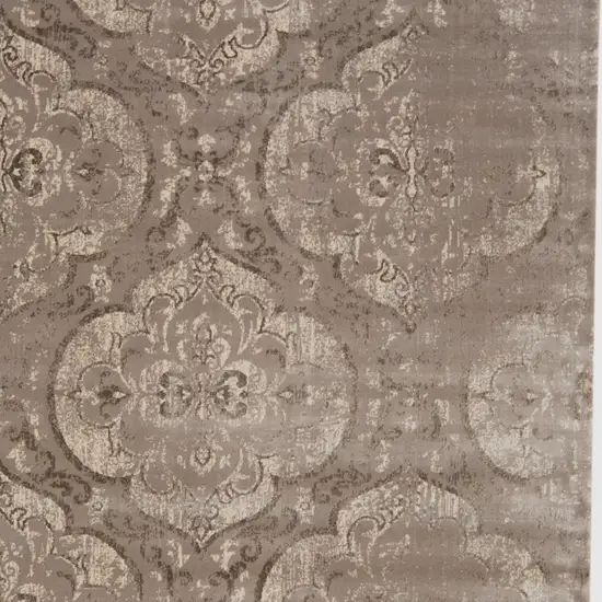 Brown and Ivory Ikat Power Loom Area Rug Photo 7
