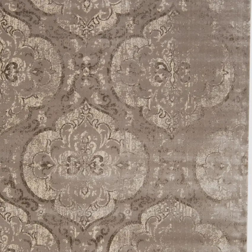 Brown and Ivory Ikat Power Loom Area Rug Photo 7
