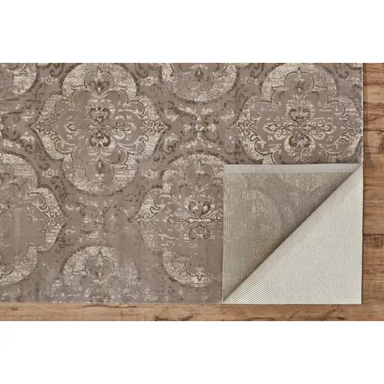 Brown and Ivory Ikat Power Loom Area Rug Photo 6