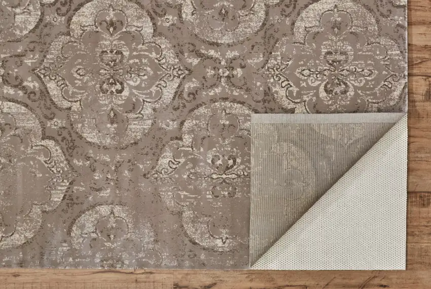 Brown and Ivory Ikat Power Loom Area Rug Photo 6