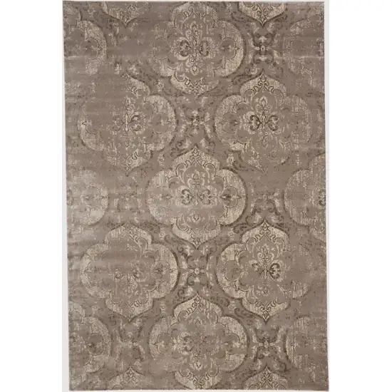 Brown and Ivory Ikat Power Loom Area Rug Photo 5