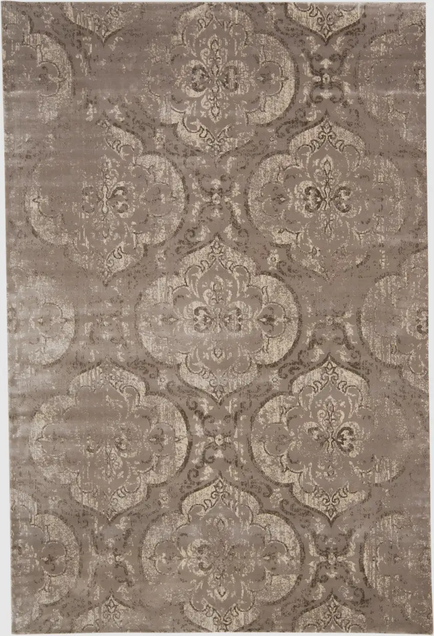 Brown and Ivory Ikat Power Loom Area Rug Photo 5