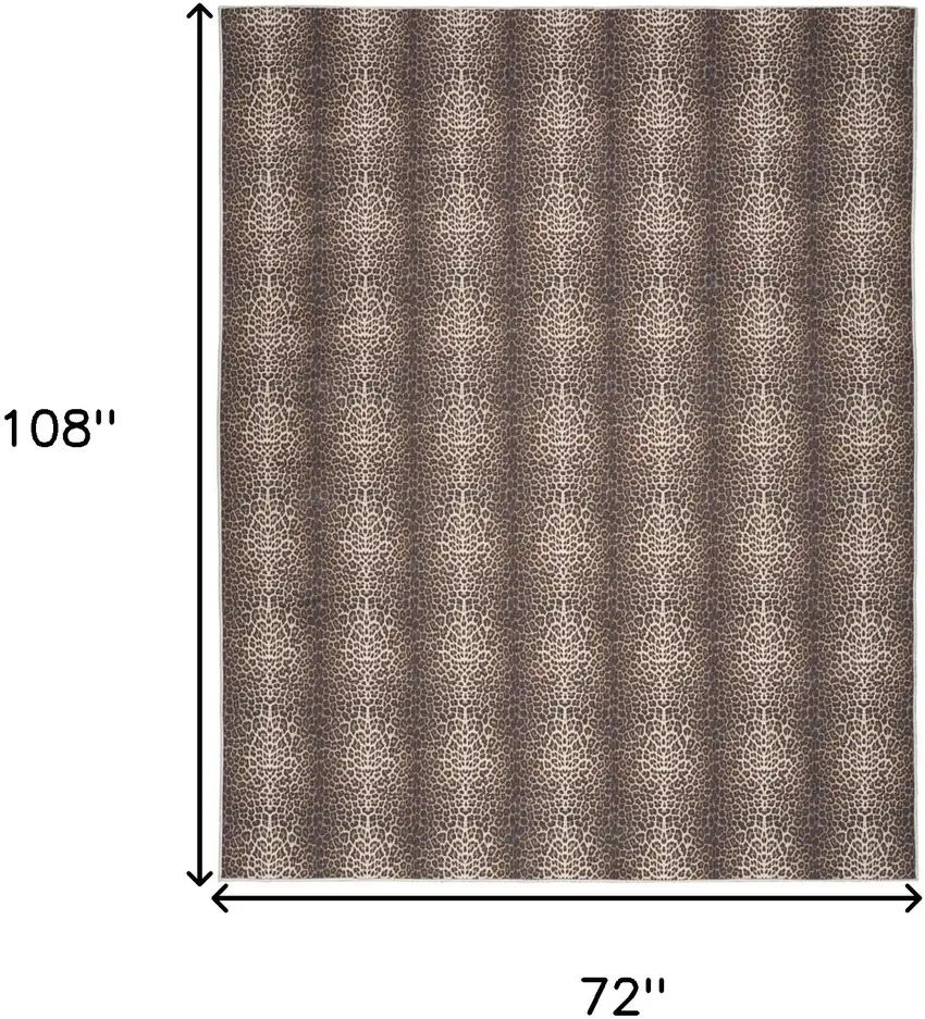 Brown and Ivory Leopard Print Power Loom Washable Non Skid Area Rug Photo 7