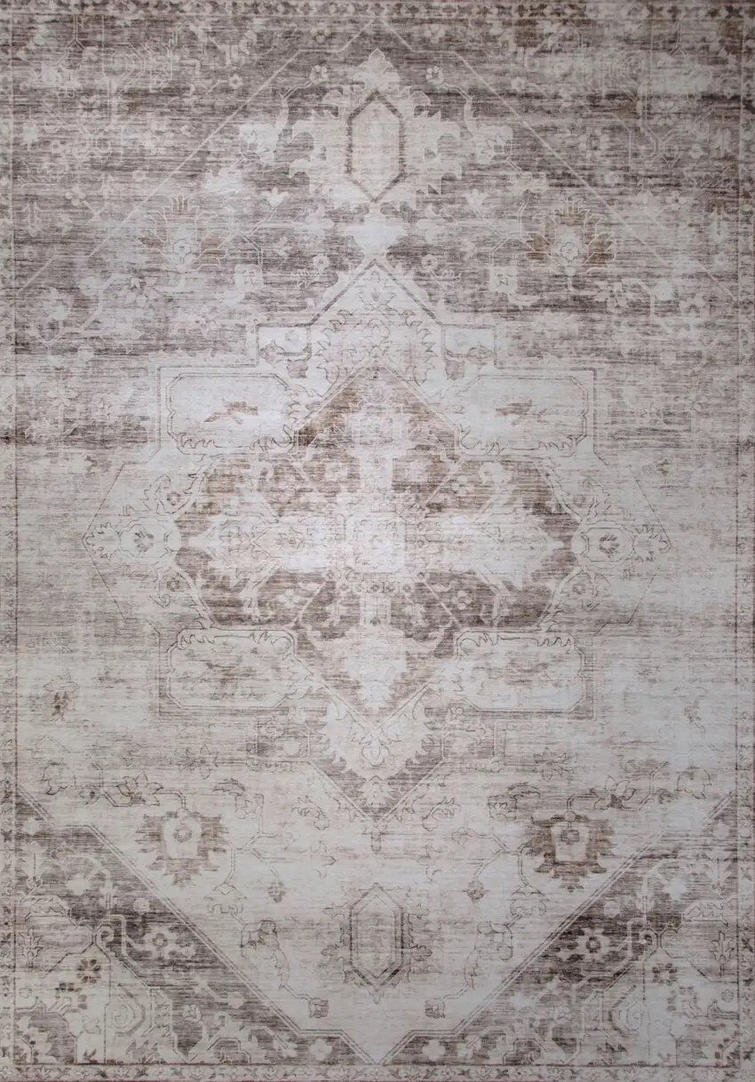 Brown and Ivory Oriental Area Rug Photo 4