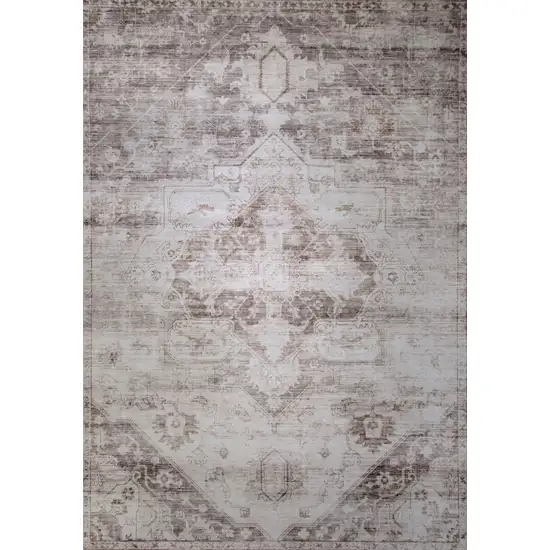 Brown and Ivory Oriental Area Rug Photo 4