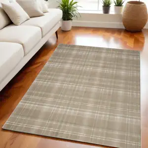 Photo of Brown and Ivory Plaid Non Skid Area Rug