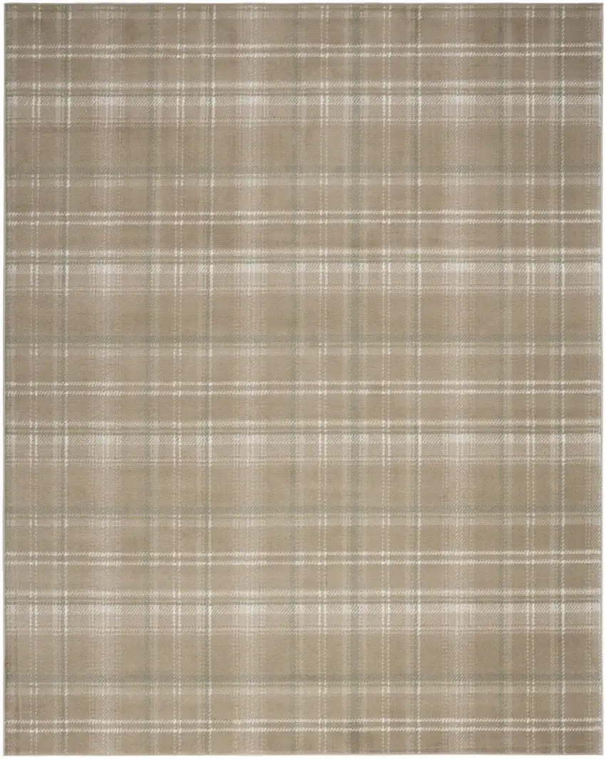 Brown and Ivory Plaid Non Skid Area Rug Photo 2