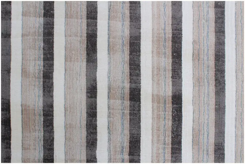 Brown and Ivory Striped Hand Loomed Area Rug Photo 4