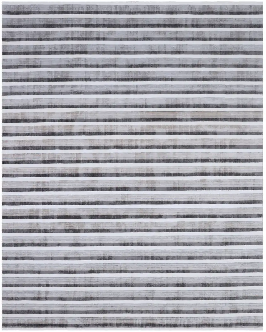 Brown and Ivory Striped Hand Loomed Area Rug Photo 2