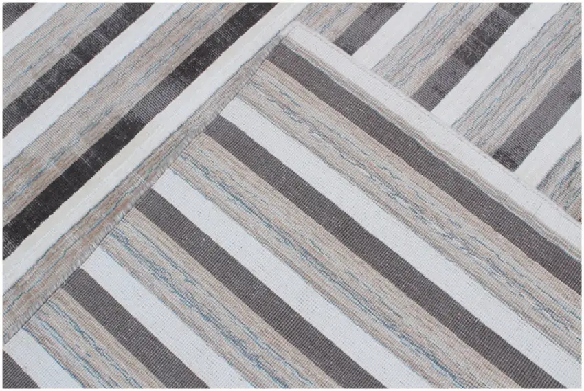 Brown and Ivory Striped Hand Loomed Area Rug Photo 6