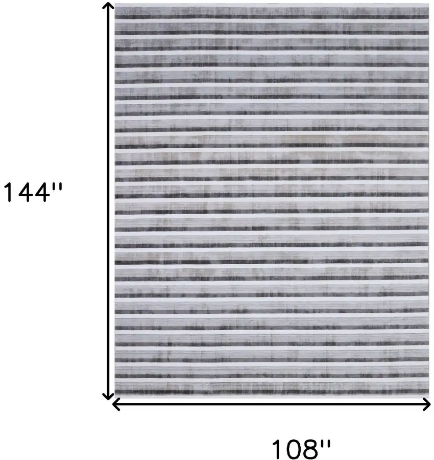 Brown and Ivory Striped Hand Loomed Area Rug Photo 8