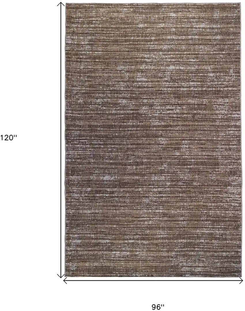 Brown and Ivory Striped Stain Resistant Indoor Outdoor Area Rug Photo 6
