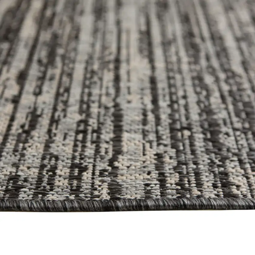 Brown and Ivory Striped Stain Resistant Indoor Outdoor Area Rug Photo 8