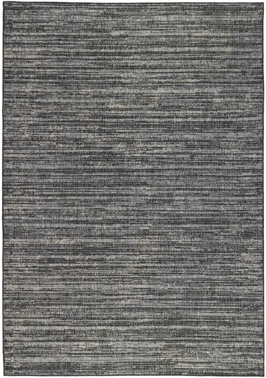 Brown and Ivory Striped Stain Resistant Indoor Outdoor Runner Rug Photo 2