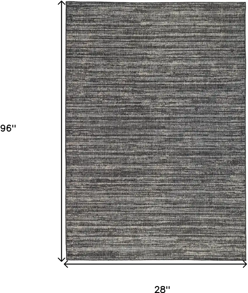 Brown and Ivory Striped Stain Resistant Indoor Outdoor Runner Rug Photo 5