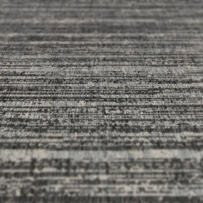 Brown and Ivory Striped Stain Resistant Indoor Outdoor Runner Rug Photo 8