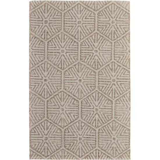 Brown and Ivory Wool Geometric Hand Tufted Area Rug Photo 2