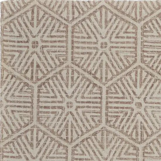 Brown and Ivory Wool Geometric Hand Tufted Area Rug Photo 5