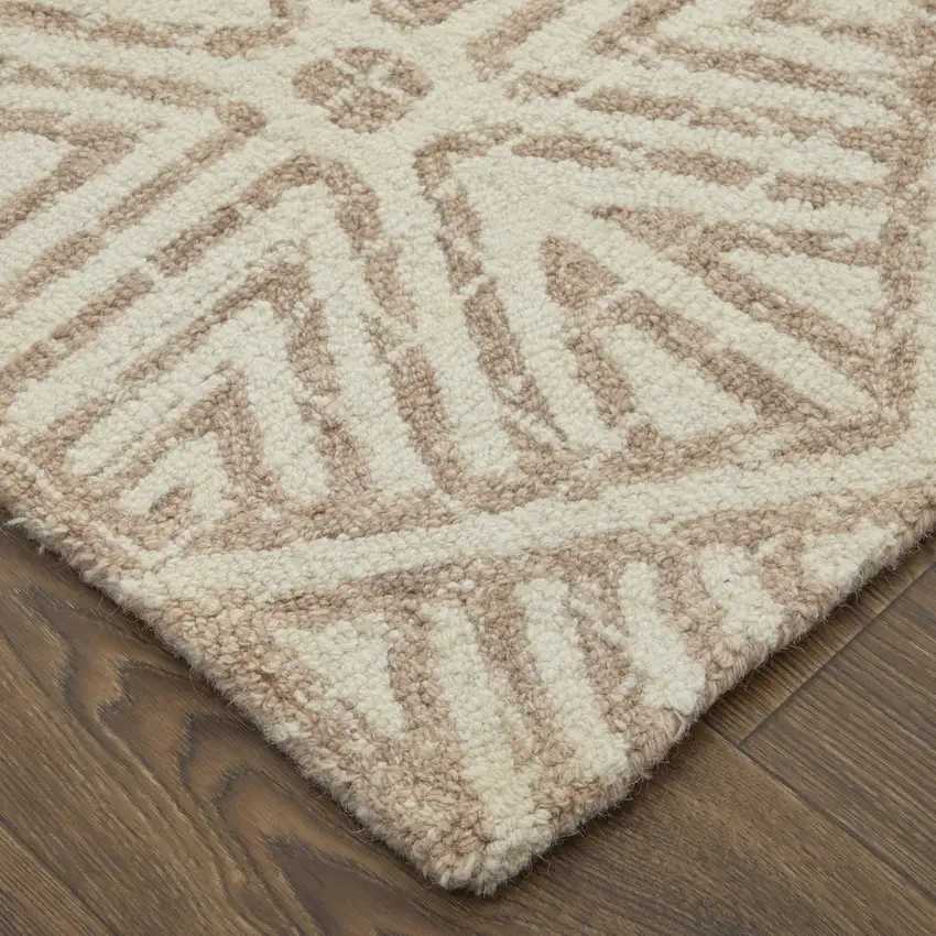 Brown and Ivory Wool Geometric Hand Tufted Area Rug Photo 6