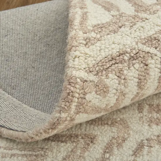 Brown and Ivory Wool Geometric Hand Tufted Area Rug Photo 4