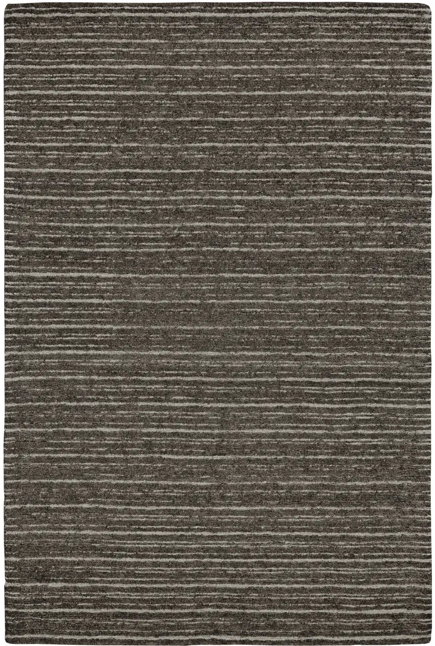 Brown and Ivory Wool Striped Hand Tufted Area Rug Photo 1