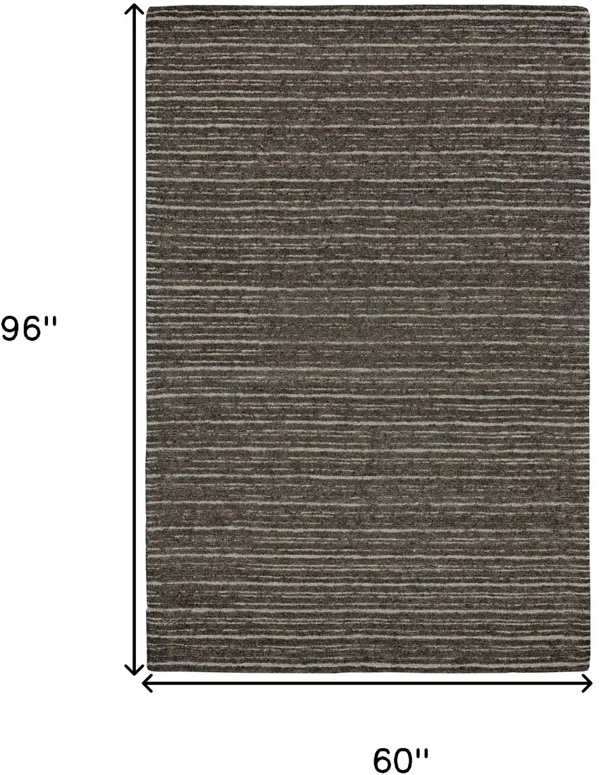 Brown and Ivory Wool Striped Hand Tufted Area Rug Photo 7