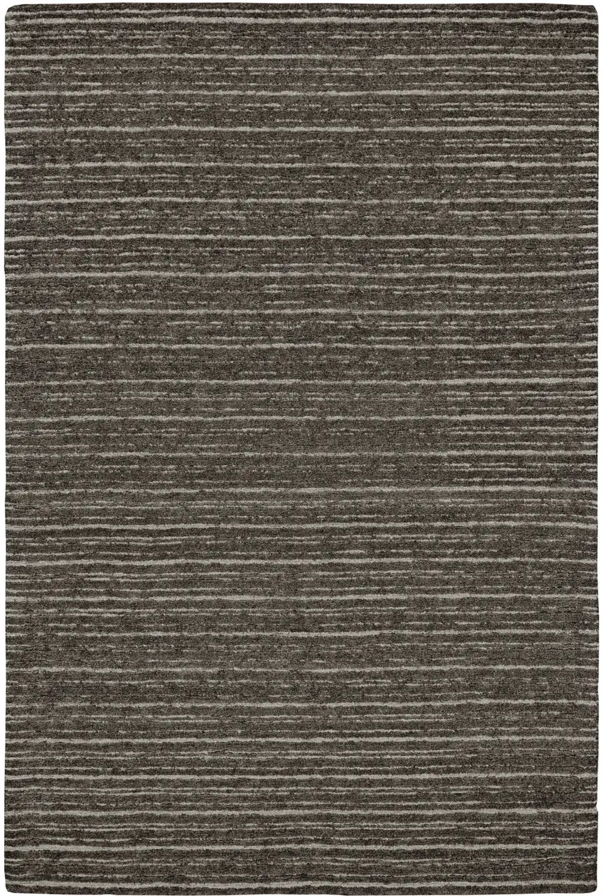 Brown and Ivory Wool Striped Hand Tufted Area Rug Photo 3