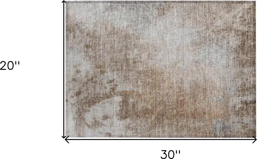 Brown and Off White Abstract Washable Non Skid Area Rug With UV Protection Photo 3