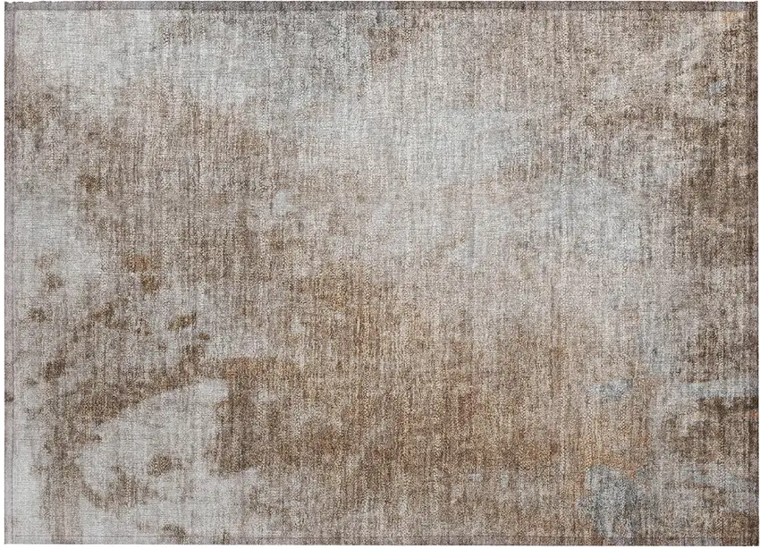 Brown and Off White Abstract Washable Non Skid Area Rug With UV Protection Photo 2