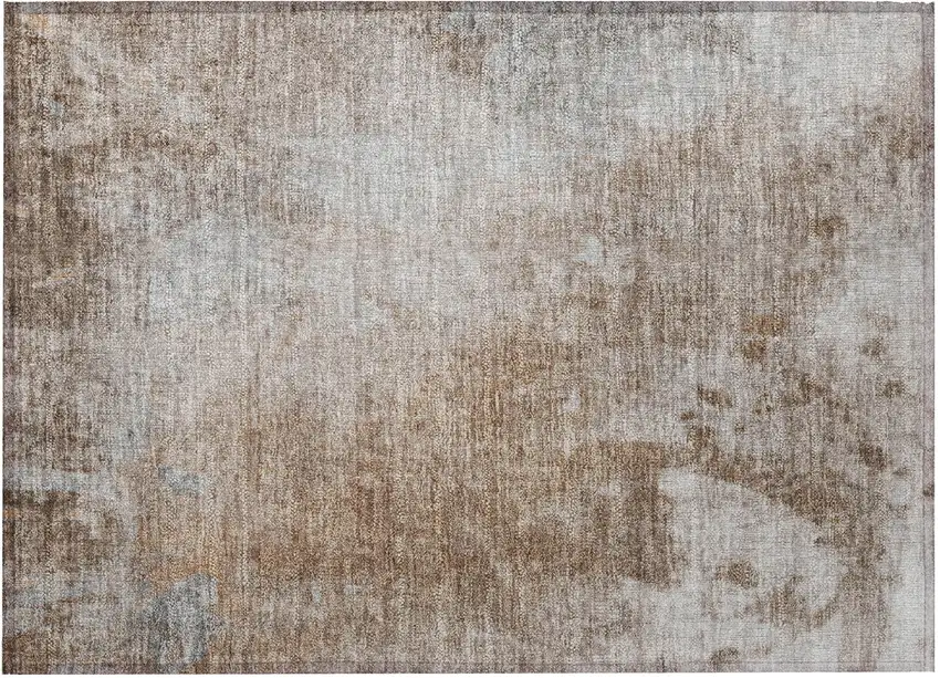 Brown and Off White Abstract Washable Non Skid Area Rug With UV Protection Photo 4